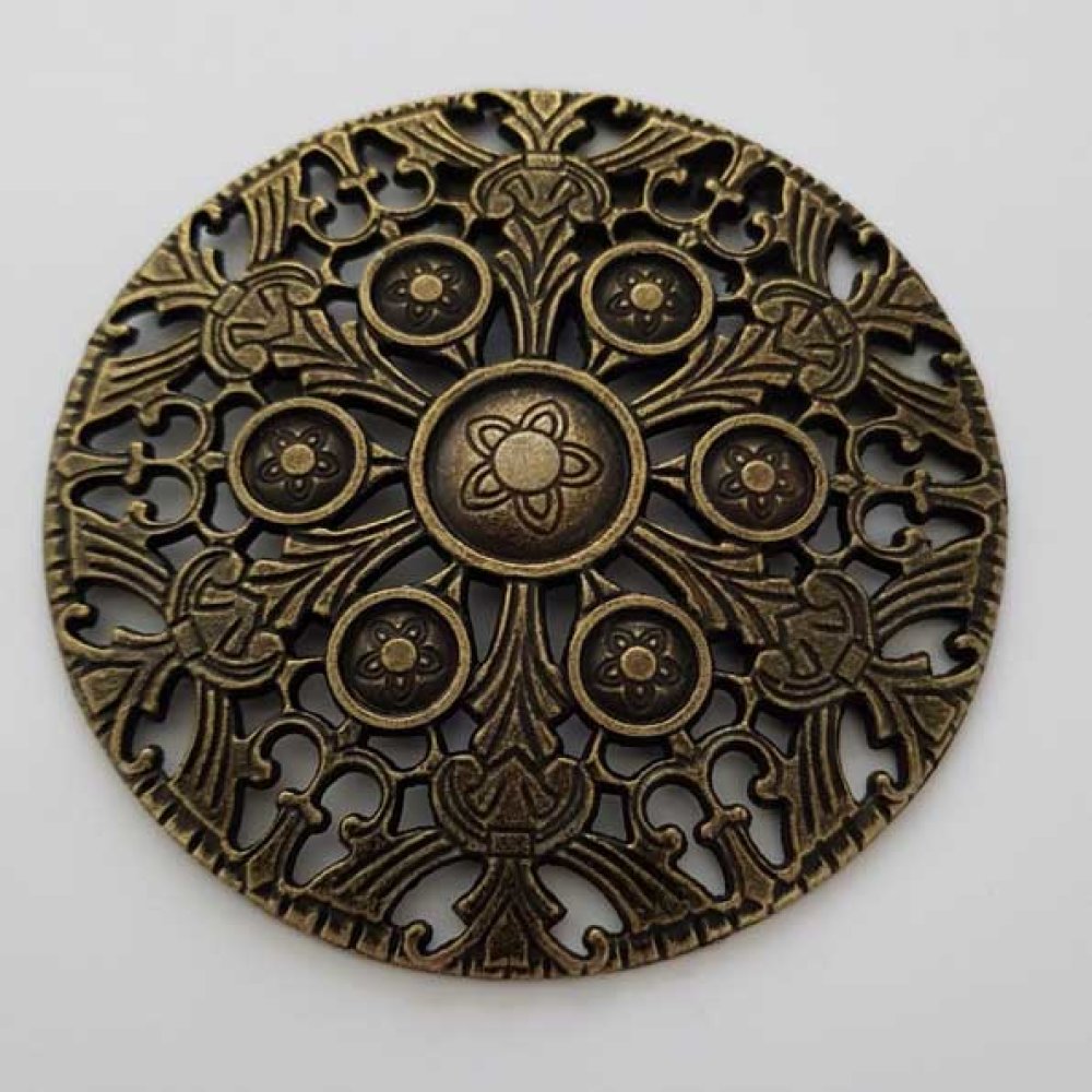 Bouton M&eacute;tal Fantaisie N&deg;001 de 82 mm Rond