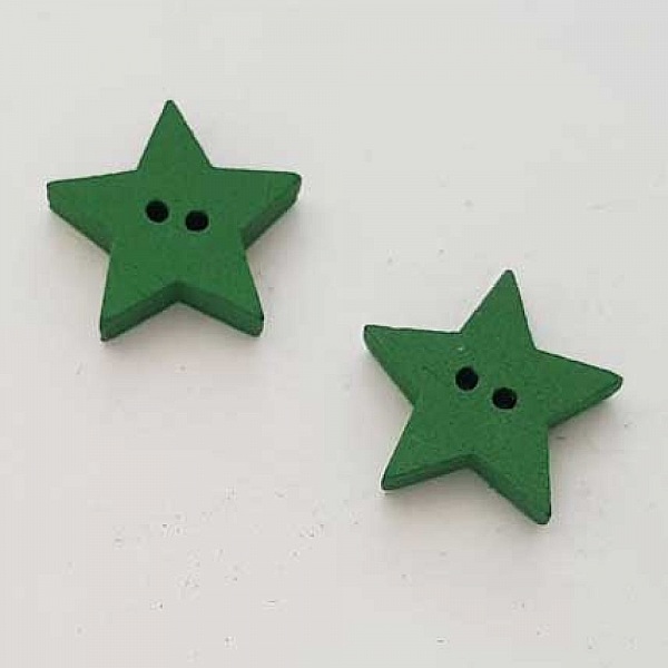 Bouton bois Etoile Vert Fonc&eacute; N&deg;02-01