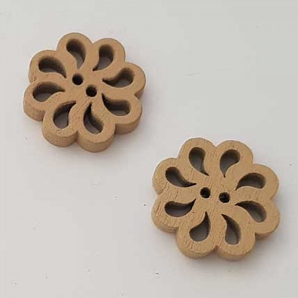 Bouton bois Fleur Beige N&deg;01-01