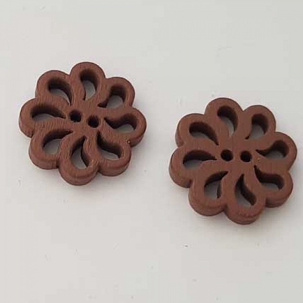 Bouton bois Fleur Marron N&deg;01-01