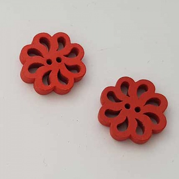 Bouton bois Fleur Orange N&deg;01-01