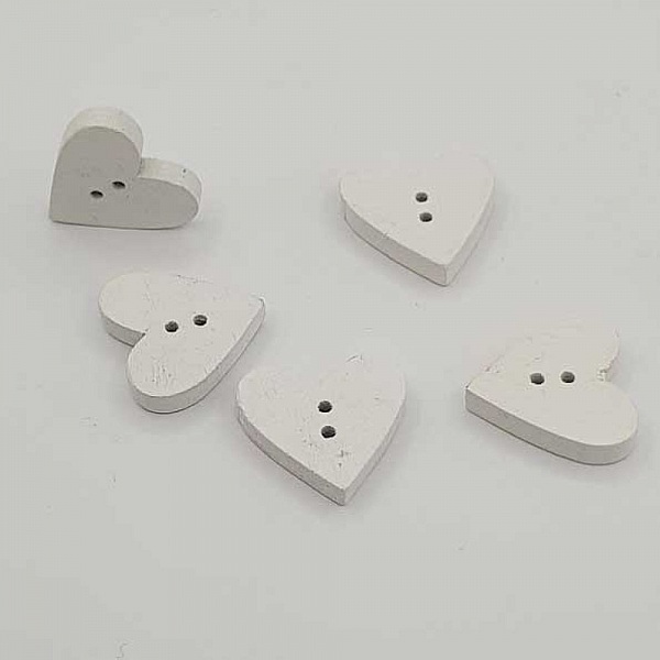 Bouton bois coeur blanc N&deg;01-05