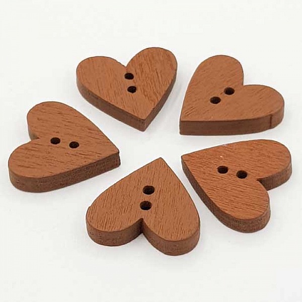 Bouton bois coeur marron N&deg;01-02