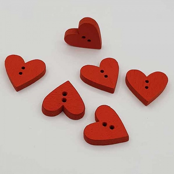 Bouton bois coeur rouge N&deg;01-07