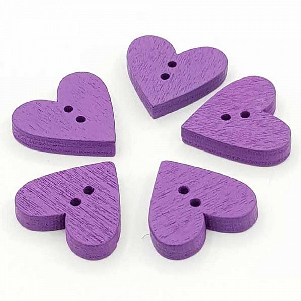Bouton bois coeur violet N&deg;01-03