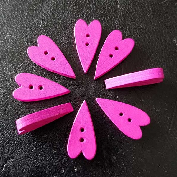Bouton bois coeur violet N&deg;02-07