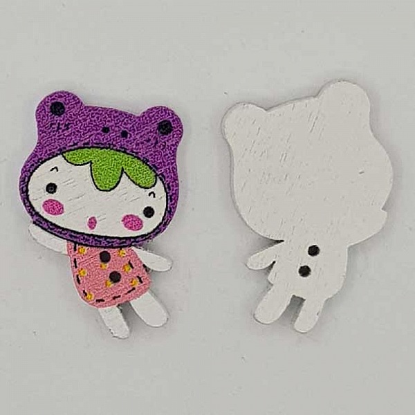 Bouton bois fille mauve N&deg;01-03