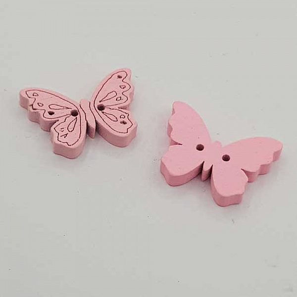Bouton bois papillon rose N&deg;01-05