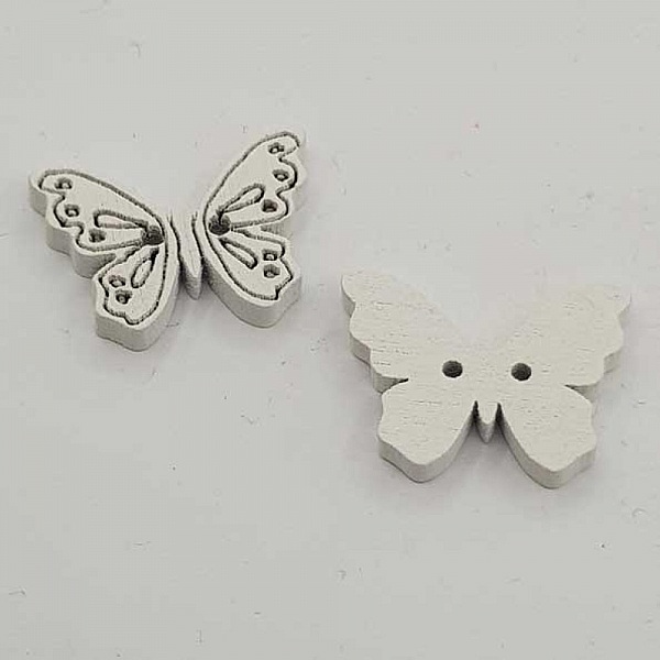 Bouton bois papillon blanc N&deg;01-01