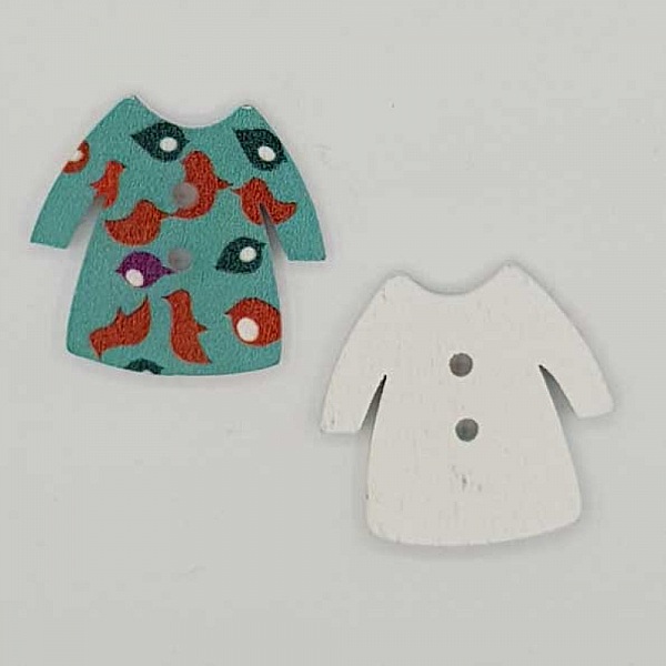 Bouton bois robe turquoise N&deg;02-03