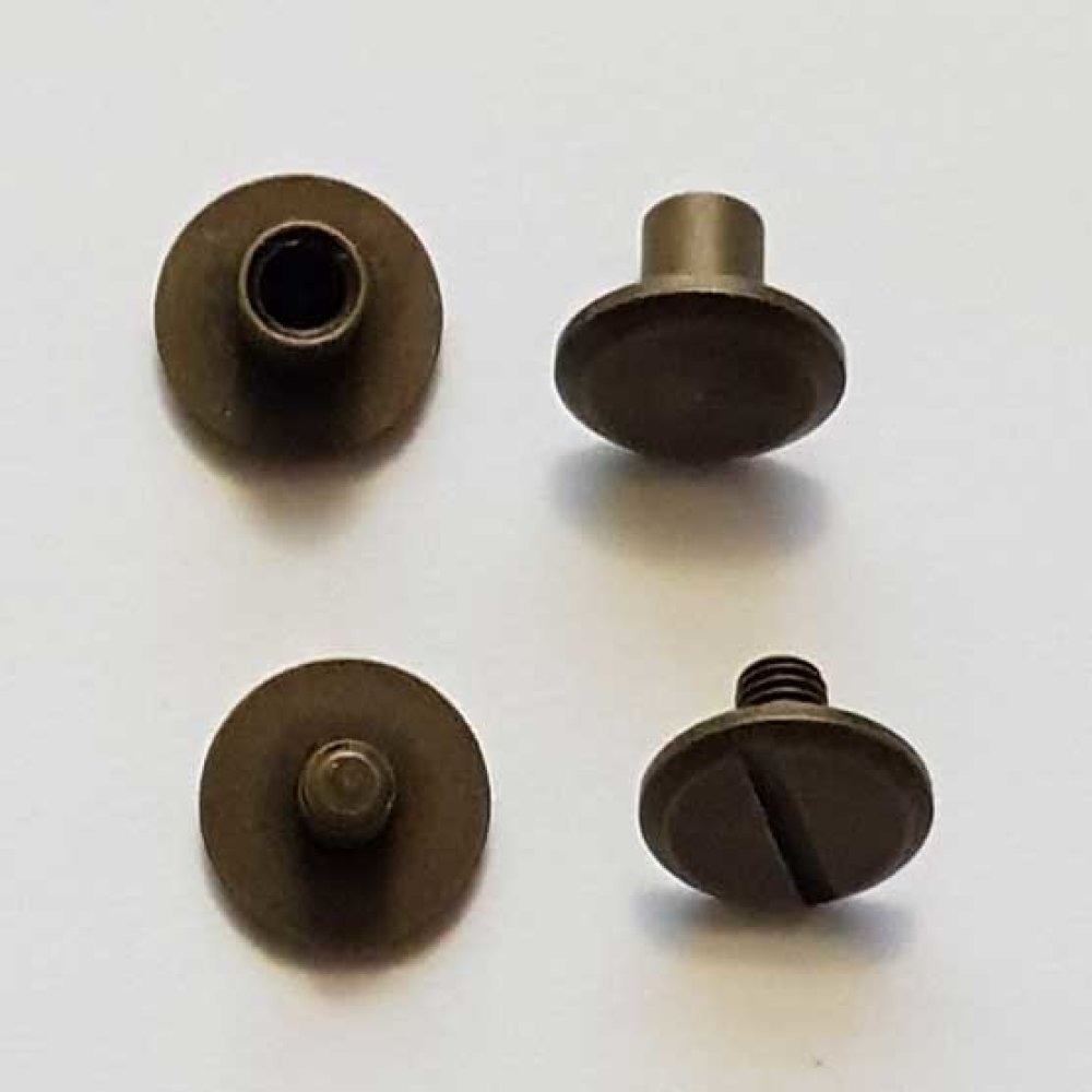 Bouton de col &agrave; visser 6 mm 01 Vieux Laiton en Zamak Plaqu&eacute; Argent a vis
