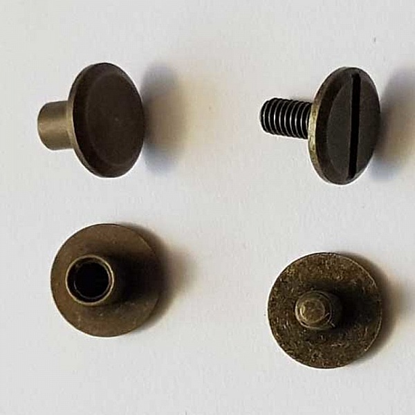 Bouton de col &agrave; visser 6 mm 02 Vieux Laiton en Zamak Plaqu&eacute; Argent a vis