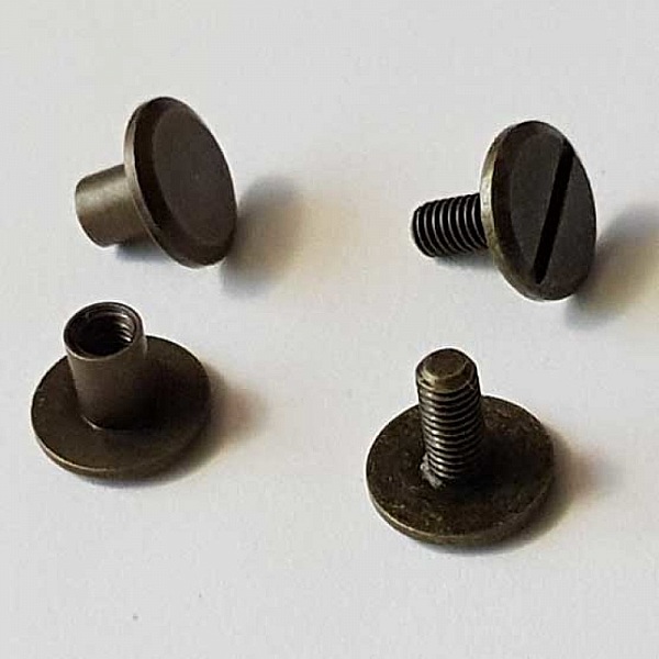Bouton de col &agrave; visser 6 mm 02 Vieux Laiton en Zamak Plaqu&eacute; Argent a vis