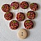 Bouton en bois fleurs 30 mm N&deg;14 x 10 pi&egrave;ces