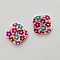 Bouton fantaisie Carr&eacute; &agrave; fleurs 14 mm N&deg;05
