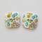 Bouton fantaisie Carr&eacute; &agrave; fleurs 14 mm N&deg;07