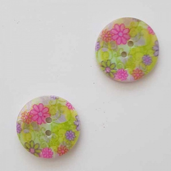 Bouton fantaisie Rond &agrave; fleurs 18 mm N&deg;10