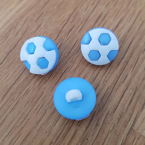 Bouton fantaisie &agrave; motifs pour enfants ballon de foot N&deg;04 bleu clair