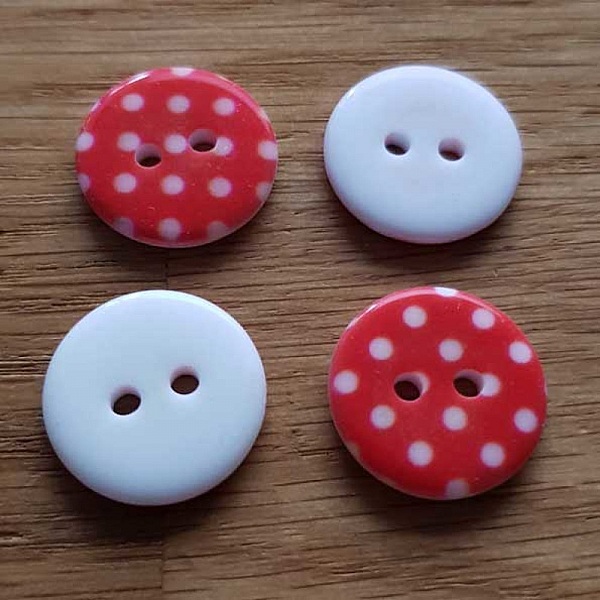 Bouton fantaisie &agrave; pois 18 mm Rouge