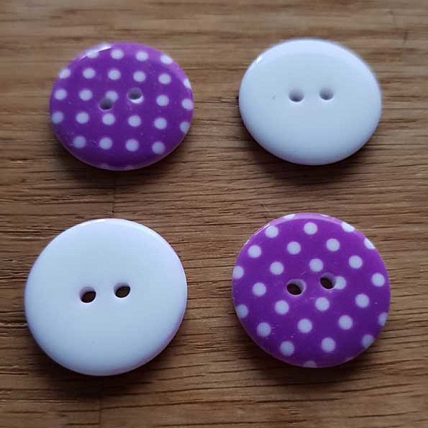 Bouton fantaisie &agrave; pois 22 mm Mauve
