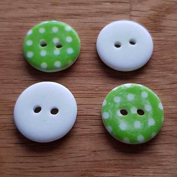 Bouton fantaisie &agrave; pois 22 mm Vert