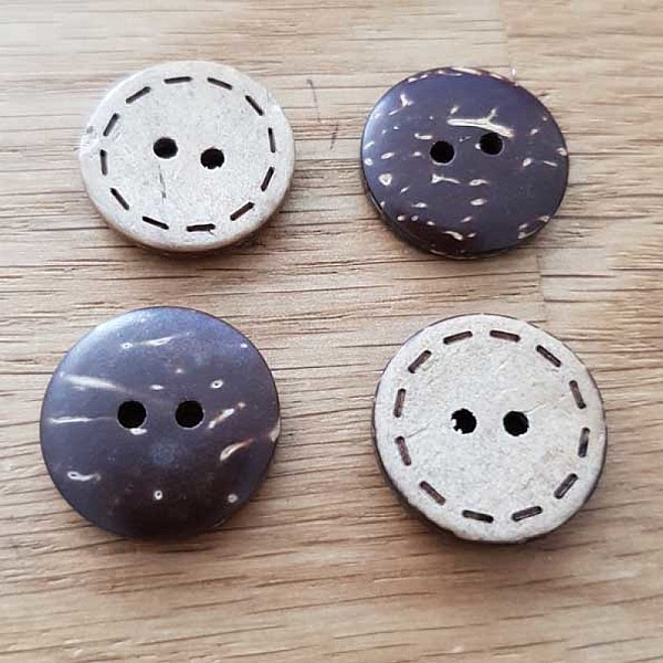 Boutons 17mm &agrave; deux trous ronds en noix de coco N&deg;28
