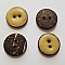 Boutons 20mm &agrave; deux trous ronds en noix de coco N&deg;03