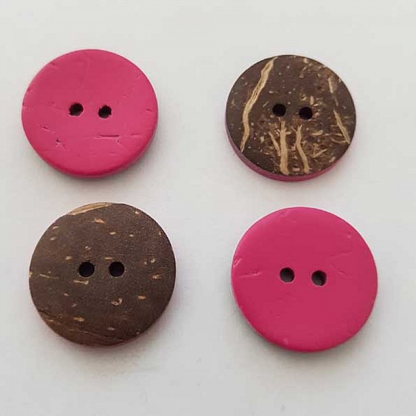 Boutons 23mm &agrave; deux trous ronds en noix de coco N&deg;17