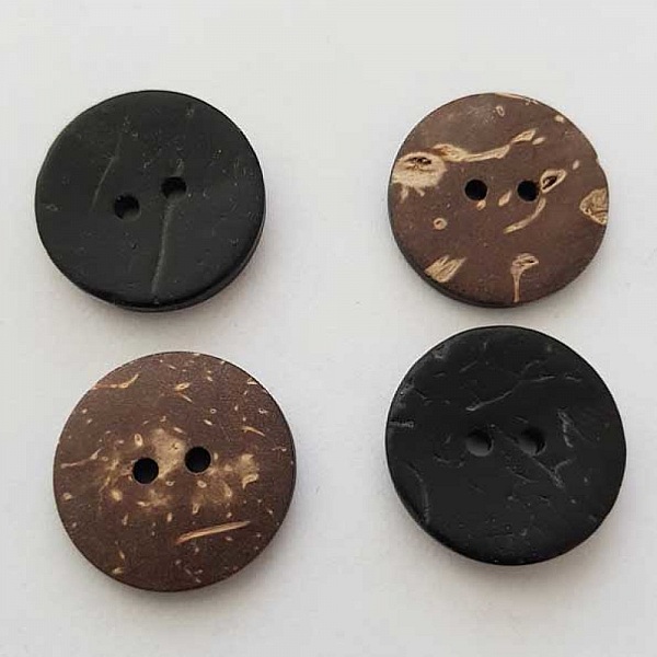 Boutons 23mm &agrave; deux trous ronds en noix de coco N&deg;19