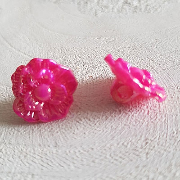 Boutons fantaisie, enfants, b&eacute;b&eacute;s Motif Fleur N&deg;02-04 Fushia
