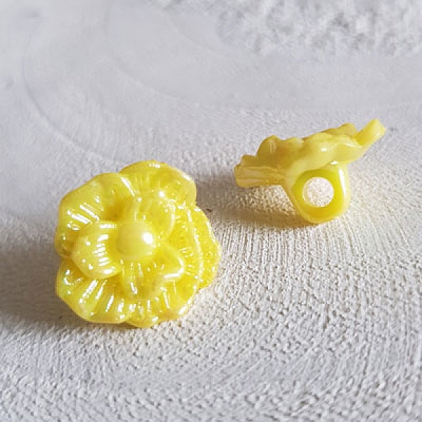 Boutons fantaisie, enfants, b&eacute;b&eacute;s Motif Fleur N&deg;02-07 Jaune