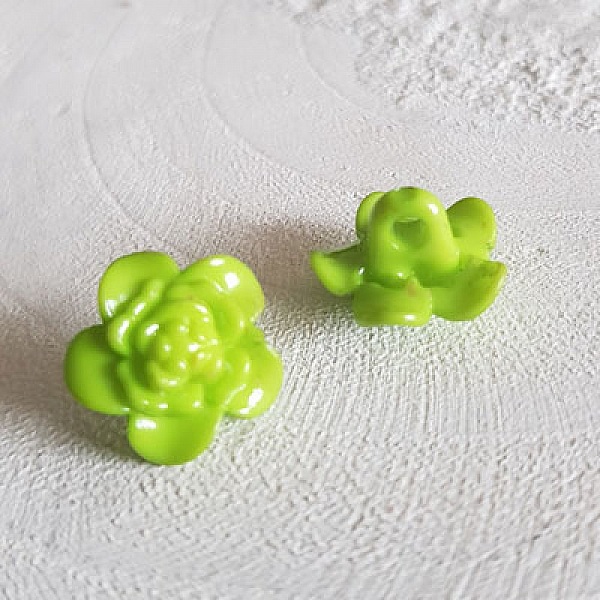 Boutons fantaisie, enfants, b&eacute;b&eacute;s Motif Fleur N&deg;03-02 Vert