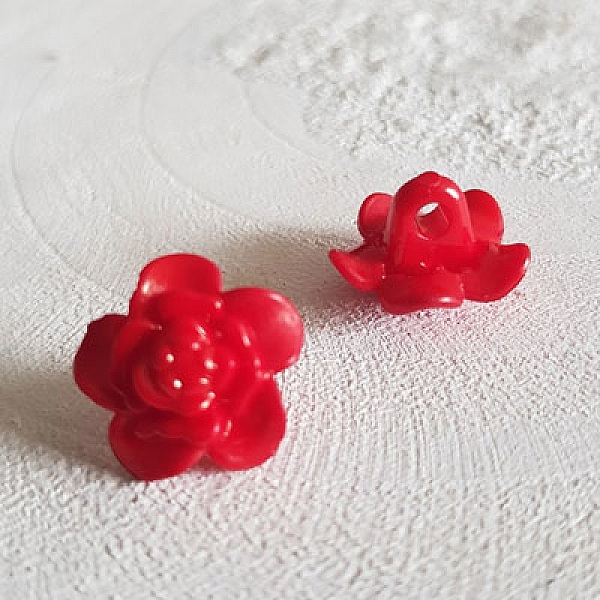 Boutons fantaisie, enfants, b&eacute;b&eacute;s Motif Fleur N&deg;03-03 Rouge