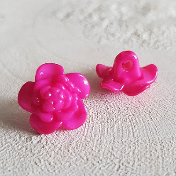 Boutons fantaisie, enfants, b&eacute;b&eacute;s Motif Fleur N&deg;03-04 Fushia