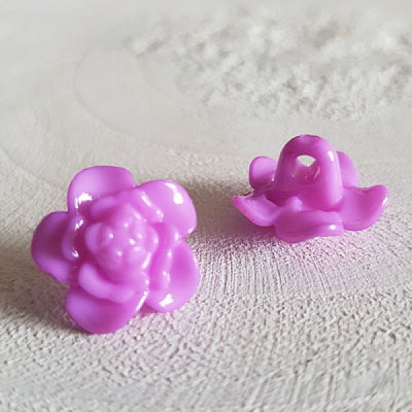Boutons fantaisie, enfants, b&eacute;b&eacute;s Motif Fleur N&deg;03-08 Violet