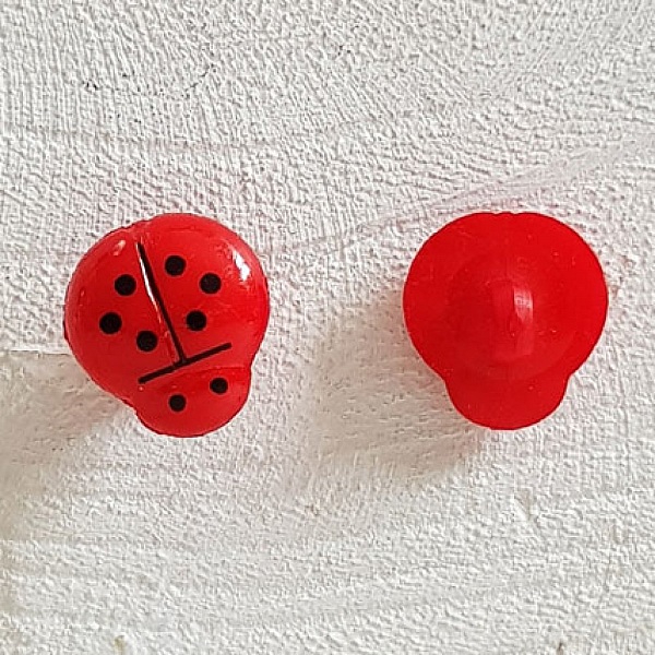Boutons fantaisie, enfants, b&eacute;b&eacute;s Motif Coccinelle N&deg;01-04 Rouge