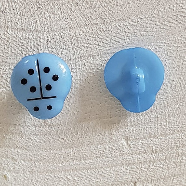 Boutons fantaisie, enfants, b&eacute;b&eacute;s Motif Coccinelle N&deg;01-12 Bleu ciel