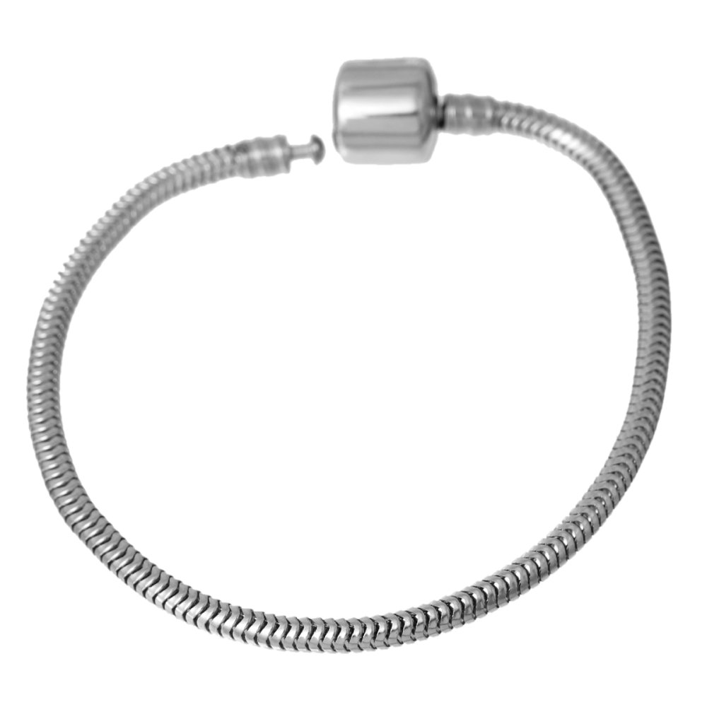 Bracelet Acier Inoxydable N&deg;04 Argent Fermoir Clip 18 cm