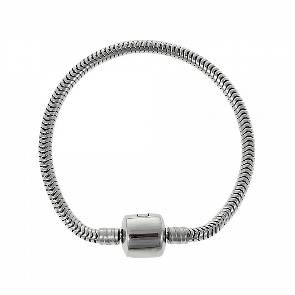Bracelet Acier Inoxydable N&deg;04 Argent Fermoir Clip 19 cm