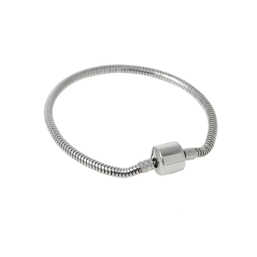 Bracelet Acier Inoxydable N&deg;04 Argent Fermoir Clip 20 cm