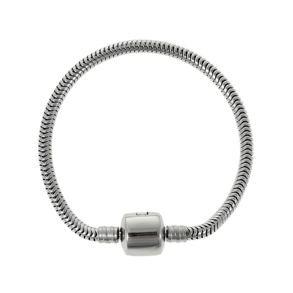 Bracelet Acier Inoxydable N&deg;04 Argent Fermoir Clip 20 cm