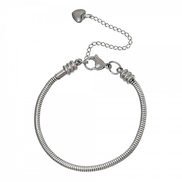 Bracelet Acier Inoxydable N&deg;05-02 Argent Fermoir Mousqueton 17 cm