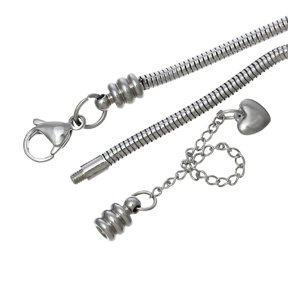Bracelet Acier Inoxydable N&deg;05-02 Argent Fermoir Mousqueton 20 cm