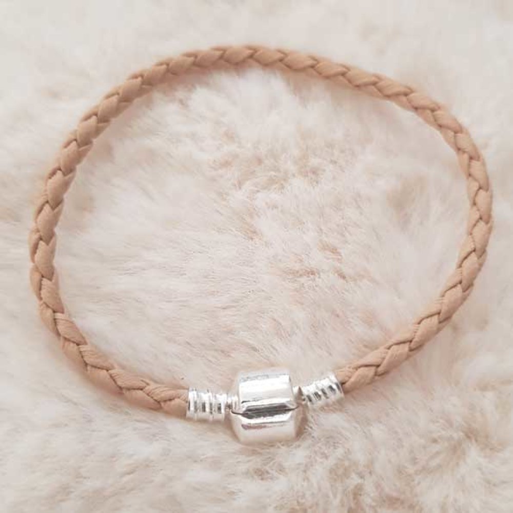 Bracelet Clip Europ&eacute;en tress&eacute; Uni 01 DU 15 AU 23 CM Beige