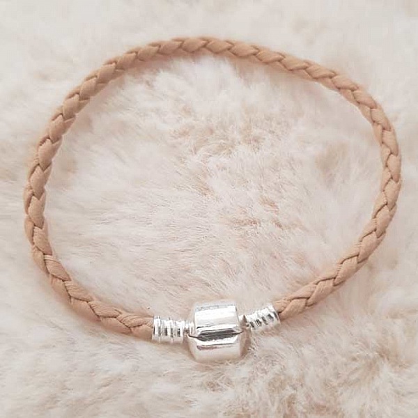 Bracelet Clip Europ&eacute;en tress&eacute; Uni 01 DU 15 AU 23 CM Beige