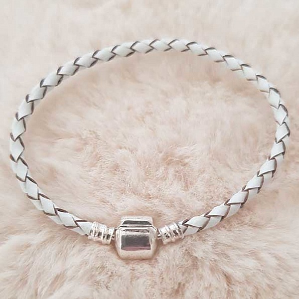 Bracelet Clip Europ&eacute;en tress&eacute; Uni 01 DU 15 AU 23 CM Blanc