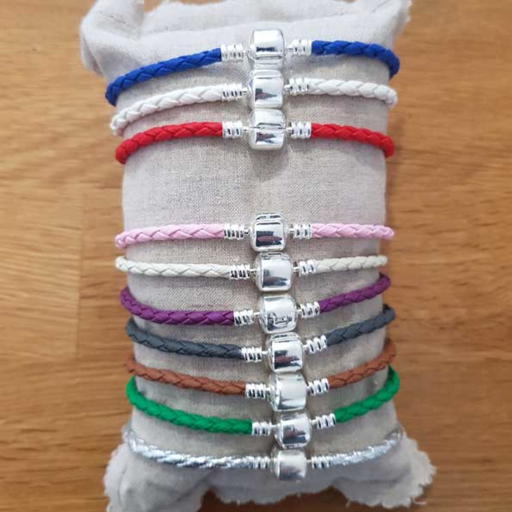 Bracelet Clip Europ&eacute;en tress&eacute; Uni 01 DU 15 AU 23 CM Blanc