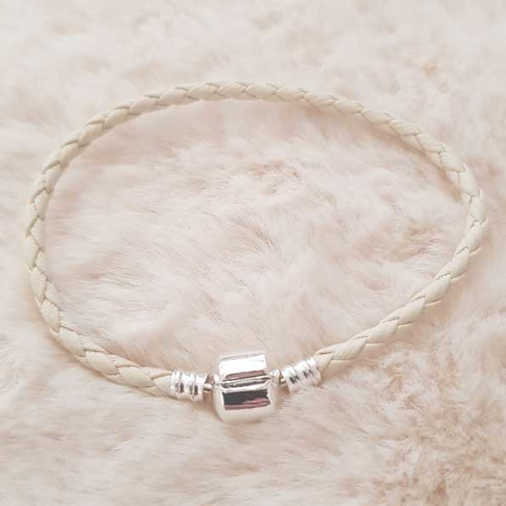 Bracelet Clip Europ&eacute;en tress&eacute; Uni 01 DU 15 AU 23 CM Ivoire