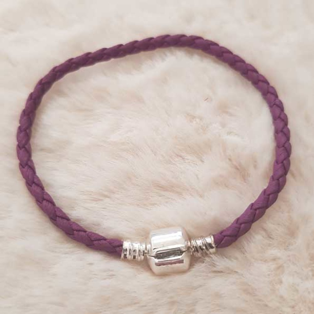 Bracelet Clip Europ&eacute;en tress&eacute; Uni 01 DU 15 AU 23 CM Pourpre