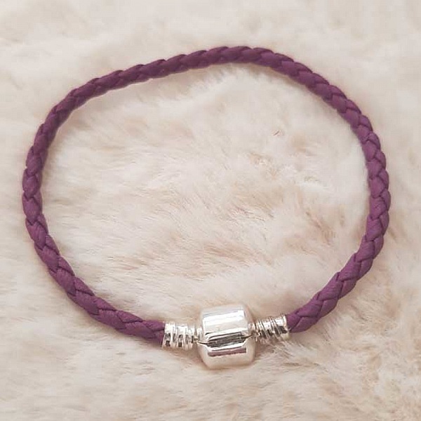Bracelet Clip Europ&eacute;en tress&eacute; Uni 01 DU 15 AU 23 CM Pourpre